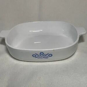 Corningware White Baking Dish with Blue Floral Design